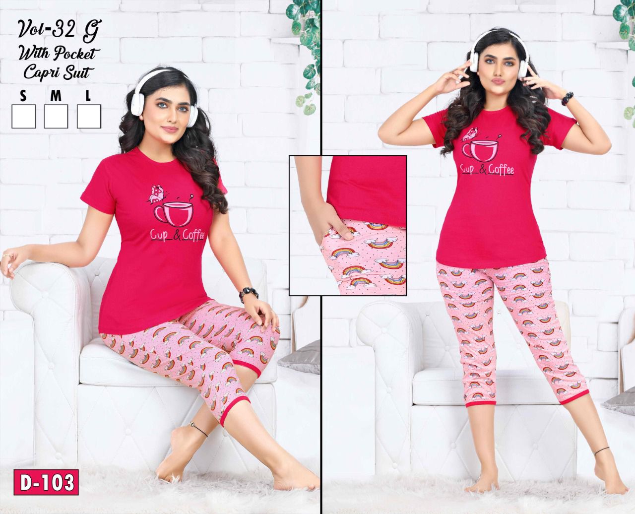 Ft Capri 32 G Night Wear Hosiery Cotton Wholesale Night Suits Collection